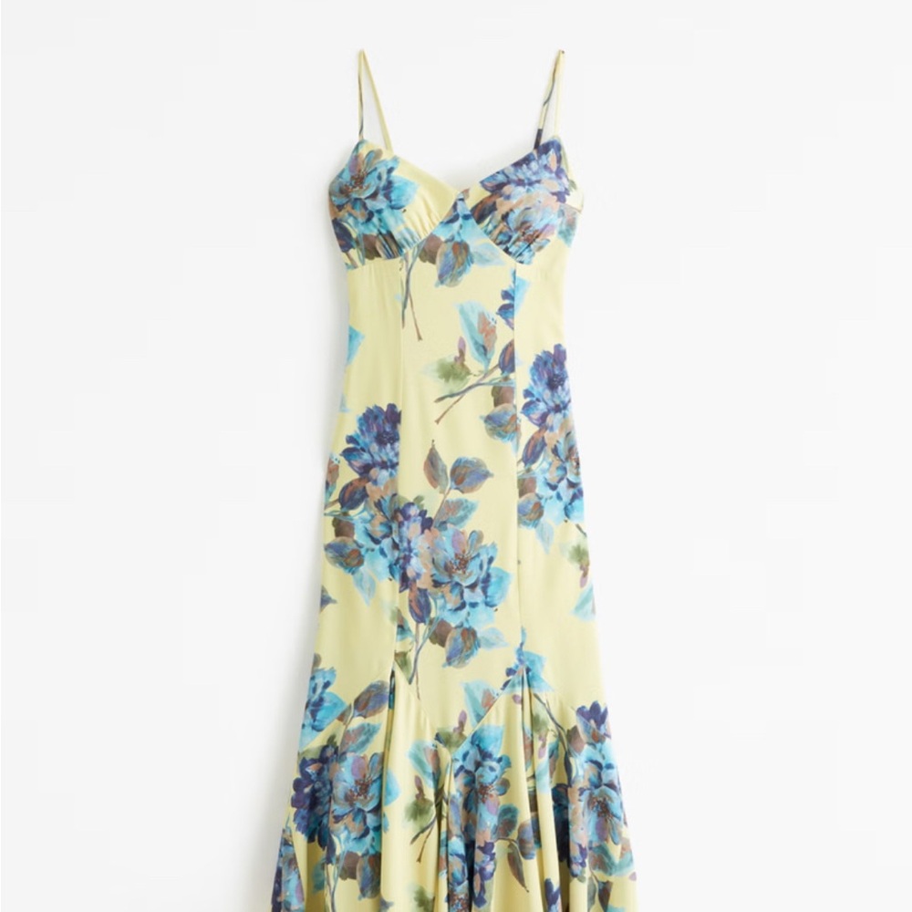 Abercrombie chartreuse mermaid maxi dress